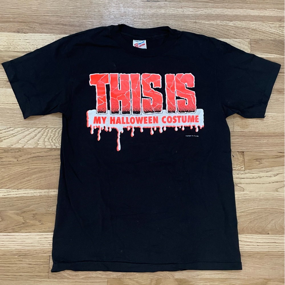 Hanes Vintage Black Halloween Graphic T-Shirt size Large 1993